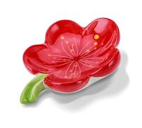 YINGAYOU Jabonera Cerámica con Desagüe Diseño 30° de Inclinación Antideslizante Jabonera Baño Cerámica con Flores para Jabones en Pastilla de Todos los Tamaños Habituales (Rojo)