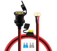 YINGAYOU Mechero Coche Cable de Extensión de Coche 14AWG 20A Enchufe Hembra Mechero a Junta Tórica 8mm con Fusible para Coches, Motos y Barcos (2 m)