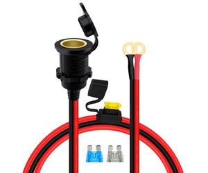 YINGAYOU Mechero Coche Cable de Extensión de Coche 14AWG 20A Enchufe Hembra Mechero a Junta Tórica 8mm con Fusible para Coches, Motos y Barcos (2 m)