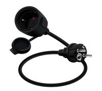 YINGAYOU Schuko Extension Corto 16 A 250 V Cable de extensión con Contacto de protección Schuko Extension Corto Exterior 2 AC para Toma de Corriente IP44 para Exteriores o Interiores (Negro, 0.3 m)