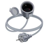 YINGAYOU Schuko Extension Corto 16 A 250 V Cable de extensión con Contacto de protección Schuko Extension Corto Exterior 2 AC para Toma de Corriente IP44 para Exteriores o Interiores (Gris, 1.5 m)