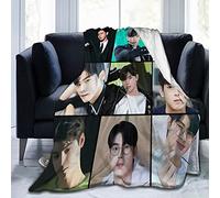 YINGD Cha Eun woo Manta de forro polar suave y cómoda para sofá, cama, coche, campamento, sofá, acogedora, manta de felpa para la playa