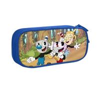 YINGD Cuphead Brother Mugman - Estuche para lápices de doble capa de gran capacidad, bolsa de papelería escolar, estuche para lápices, suministros, multicolor, Estilo europeo y americano, retro
