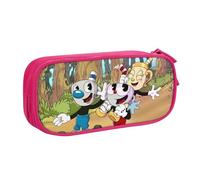 YINGD Cuphead Brother Mugman - Estuche para lápices de doble capa de gran capacidad, bolsa de papelería escolar, estuche para lápices, suministros, multicolor, Estilo europeo y americano, retro