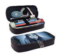 YINGD Emily Corpse Bride - Estuche de cuero marrón para bolígrafos, papelería, organizador para suministros escolares de oficina para niños, adolescentes y adultos, Black, 21x10.5x5cm, Organizador de