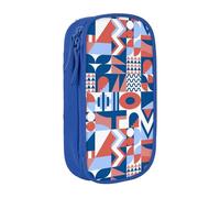 YINGD Estuche de almacenamiento grande, patrón de bloque azul plano, multicolor, Estilo europeo y americano, retro, moderno
