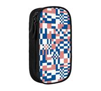 YINGD Estuche grande de almacenamiento, diseño plano de tablero de ajedrez azul, multicolor, Estilo europeo y americano, retro, moderno