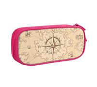 YINGD Estuche para lápices de gran capacidad, diseño de brújula pirata vintage, estuche con 2 compartimentos, Black, 21x10.5x5cm, Organizador de bolsas