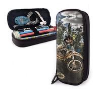 YINGD Estuche para lápices de motocross, deportivo, de gran capacidad, para guardar bolígrafos, de cuero, para organizar artículos de papelería, color, 21.00cm*10.5cm*5.00cm, Juego de mochila escolar