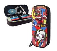 YINGD Fun The Amazing Digital Circus - Estuche de cuero marrón para lápices, organizador de papelería para niños, adolescentes y adultos, para escuela, oficina, Black, 21x10.5x5cm, Organizador de