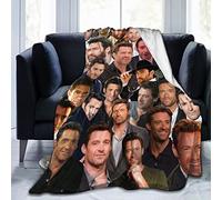 YINGD Hugh Jackman - Manta multiusos súper suave, esponjosa, cálida, acogedora, afelpada, gruesa, para cuna, sofá, silla, sala de estar, regalos de viaje, decoración de playa, color negro