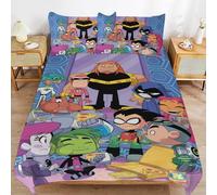 YINGD Juego de ropa de cama de dibujos animados de Teen Titans Go ultrasuave, agradable al tacto, 3 piezas, bonito juego de cama para niños y niñas