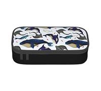 YINGD Mo95 - Estuche para lápices, diseño de ballena, manta, rayos, ballena, pulpo, anime, papelería, gran capacidad, uso estudiantil, bonito y simple, unisex, Black, 21x10.5x5cm, Organizador de