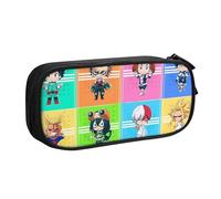 YINGD My Hero Academia - Estuche para lápices con personajes de gran capacidad, doble capa, bolsa para bolígrafos escolar, papelería, organizador de suministros de oficina, estuche para niños y