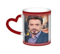 YINGD Robert Mug Downey Jr. Taza que cambia de color, taza sensible al calor con caja de regalo para cumpleaños, oficina, cerámica, café, idea novedosa, 12 onzas, color rojo