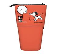 YINGD Snoopy & Charlie - Estuche para lápices expandible, color marrón, organizador de cacahuetes, retráctil, bonito estuche de gran capacidad, para niños, niñas, artículos de papelería, ligero para