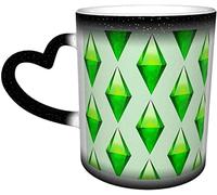 YINGD Taza de café clásica con aislamiento, tazas de café The Sims Plumbob, sensible al calor, taza cambiante de color, taza de cerámica para los amantes de la familia, amigos
