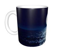YINGD Taza de cerámica con diseño de luna llena en la noche, taza de café grande, adecuada para cocina, restaurante, oficina, cafetería, talla única