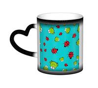 YINGD Taza sensible que cambia el calor, rana y mariquitas, taza de café de 11 onzas, taza de té de cerámica mágica que cambia de color