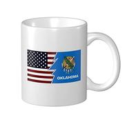 YINGD Tazas de café con personalidad estadounidense y bandera de Oklahoma, taza de cerámica blanca, taza de té para el hogar, oficina, taza de viaje