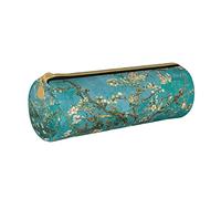 YINGD Van Gogh Art - Estuche cilíndrico de piel con diseño de árbol de almendras, capacidad media, portátil, multifunción, B, color, 7.7cm*7.7cm*20.5cm, Juego de mochila escolar