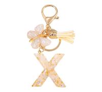 YINGhhh Elegante llavero de letra con borlas de mariposa que detallan mezcla de resina de metal a prueba de óxido, práctico para llevar esencial y resistente llavero de metal, X, Talla única