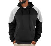 YINGKE Hombres Otoño Invierno Pullover Y2K Color Block Hoodie Gothic Sudaderas con Capucha para Hombre(XL,Negro)
