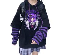 YINGKE Mujer Anime Manga Sudadera con Capucha Niña Japonesa Kawaii Jersey E-Girl Y2K Gótica Harajuku Pullover (M, Sudadera Q)