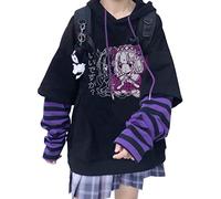 YINGKE Mujer Anime Manga Sudadera con Capucha Niña Japonesa Kawaii Jersey E-Girl Y2K Gótica Harajuku Pullover (2XL, Sudadera O)