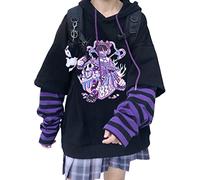 YINGKE Mujer Anime Manga Sudadera con Capucha Niña Japonesa Kawaii Jersey E-Girl Y2K Gótica Harajuku Pullover (L, 1 Sudadera S)