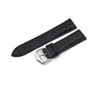 YINGO 18 mm 20 mm 22 mm 24 mm Cuero genuino Reloj de correa de la correa Black Blue Brown Multi Colors Men's Watch Band(Black,20mm)