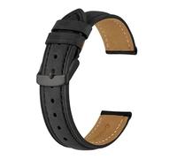 YINGO Correa De Reloj Correa De Reloj De Cuero Crazy Horse Retro De 14 Mm ~ 24 Mm Con Hebilla Negra Correa De Repuesto For Hombres Y Mujeres(Black(Black Line),15mm)