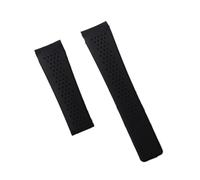 YINGO Correa de reloj sumergible de silicona negra de 22 mm y 24 mm for hombre, compatible con correa perforada, pulsera deportiva, accesorios for cinturón.(22mm Black buckle)