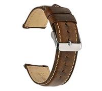 YINGO Cuero bronceado de aceite de cuero 22 mm 20 mm 18 mm de rápido Correa de banda marrón compatible con hombres mujeres compatibles con fósiles(Dark brown-S,20mm)