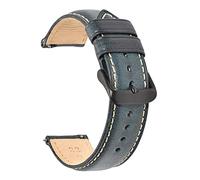 YINGO Cuero bronceado de aceite de cuero 22 mm 20 mm 18 mm de rápido Correa de banda marrón compatible con hombres mujeres compatibles con fósiles(Dark blue-B,22mm)