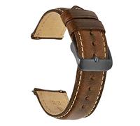 YINGO Cuero bronceado de aceite de cuero 22 mm 20 mm 18 mm de rápido Correa de banda marrón compatible con hombres mujeres compatibles con fósiles(Dark brown-B,22mm)