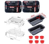 YINGRACE Accesorios Freidora de Aire para COSORI 8,5 L, Ninja Foodi Max Dual Zone AF400EU 9,5 L AF300EU 7,6 L, 7 PCS con Molde de Silicona Platino, Rejilla, Moldes para Pan, Molde para Magdalenas