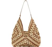 YingStar Bolso Bandolera Grande de Rafia y Paja Para Mujer - Tote Bag Tejido Crochet Bohemio Para Playa, Viaje, Fiesta y Vacaciones de Verano
