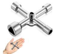 Yingtop Llave Multifuncional 4 Vías 5 Tamaños (7/10/12/13/18 mm)-Llave Maestra para Contador Agua,Gas,Eléctrico,Armario,Válvulas y Ascensor|Universal para Cajas de Medidores,Gabinetes y Servicios