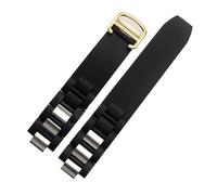 yingyingjia Compatible Con Correa De Reloj De Silicona Convexa 21st Century, Color Blanco Y Negro, Resistente Al Agua, Accesorios De Cadena Adecuados For Correas De 20 X 10 Mm.(Black gold)