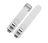 yingyingjia Compatible Con Correa De Reloj De Silicona Convexa 21st Century, Color Blanco Y Negro, Resistente Al Agua, Accesorios De Cadena Adecuados For Correas De 20 X 10 Mm.(White silver)