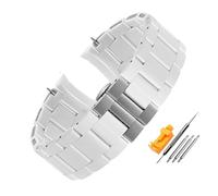 yingyingjia Correa de reloj de goma de acero inoxidable en gel de sílice blanco Compatible con pulsera de correa de reloj AR5859 AR5867(White silver,23mm)