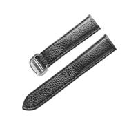 YingYou Correa De Cuero De Grano De Litchi Cuero Suave For Hombres Y Mujeres Compatible Con Cartier Tank Solo Correa Hebilla Plegable Accesorios For Correas De Reloj(Black silver buckle,18mm)