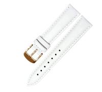 YingYou Correa De Reloj Cuero Genuino Compatible Con Fossil ES3843 ES4202set ES3793, Suave Y Cómoda, For Mujer, 14, 16, 18 20 Mm(White-Golden-K1,16mm)