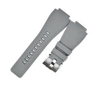 YingYou Correa De Reloj De Goma Suave Compatible Con Bell & Ross BR-01 Serie BR-03 Correa De Reloj Con Hebilla De 24x35 Mm Con Boca Convexa Negra Pulsera De Repuesto(Grey,24X35MM_SILVER BUCKLE)
