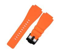 YingYou Correa De Reloj De Goma Suave Compatible Con Bell & Ross BR-01 Serie BR-03 Correa De Reloj Con Hebilla De 24x35 Mm Con Boca Convexa Negra Pulsera De Repuesto(Orange,24X35MM_BLACK BUCKLE)