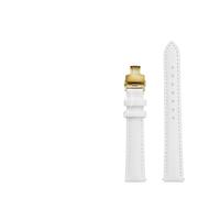 YingYou Correa de reloj de piel de vaca for mujer, compatible con Tissot DW, color blanco, metal dorado rosa, hebilla de 12 mm, 14 mm, 15 mm, 16 mm, 17 mm, 18 mm y 20 mm.(8802matte-golden A,15mm)