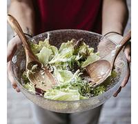 Yinhing 2 Unids/set Servidores de Ensalada de Madera Premium Elegante Juego de Cuchara y Tenedor para Ensalada Utensilios de Cocina para Servir Ensaladas Ideal para Uso en el Hogar y la Cocina (Como