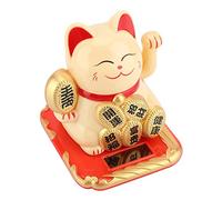 Yinhing Adorable Estatuilla de Gato de la Fortuna Que Hace Señas de la Suerte con Energía Solar para Decoración del Hogar y el Automóvil Encantadora Estatua de Gato Oscilante Dorada para Mejorar su
