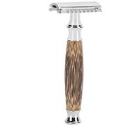 Yinhing Afeitadora Manual Profesional con de bambú, Hoja de Doble Cara para Barba y Vello Corporal con Cortador Extraíble, Diseño de Cabeza a Piel, Adecuado para Uso Doméstico de